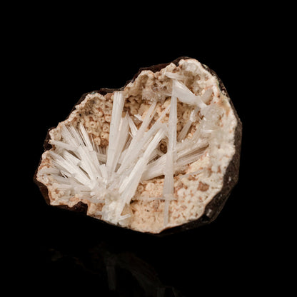 Scolecite Sprays Inside Heulandite Geode Natural Mineral Specimen # B 5779