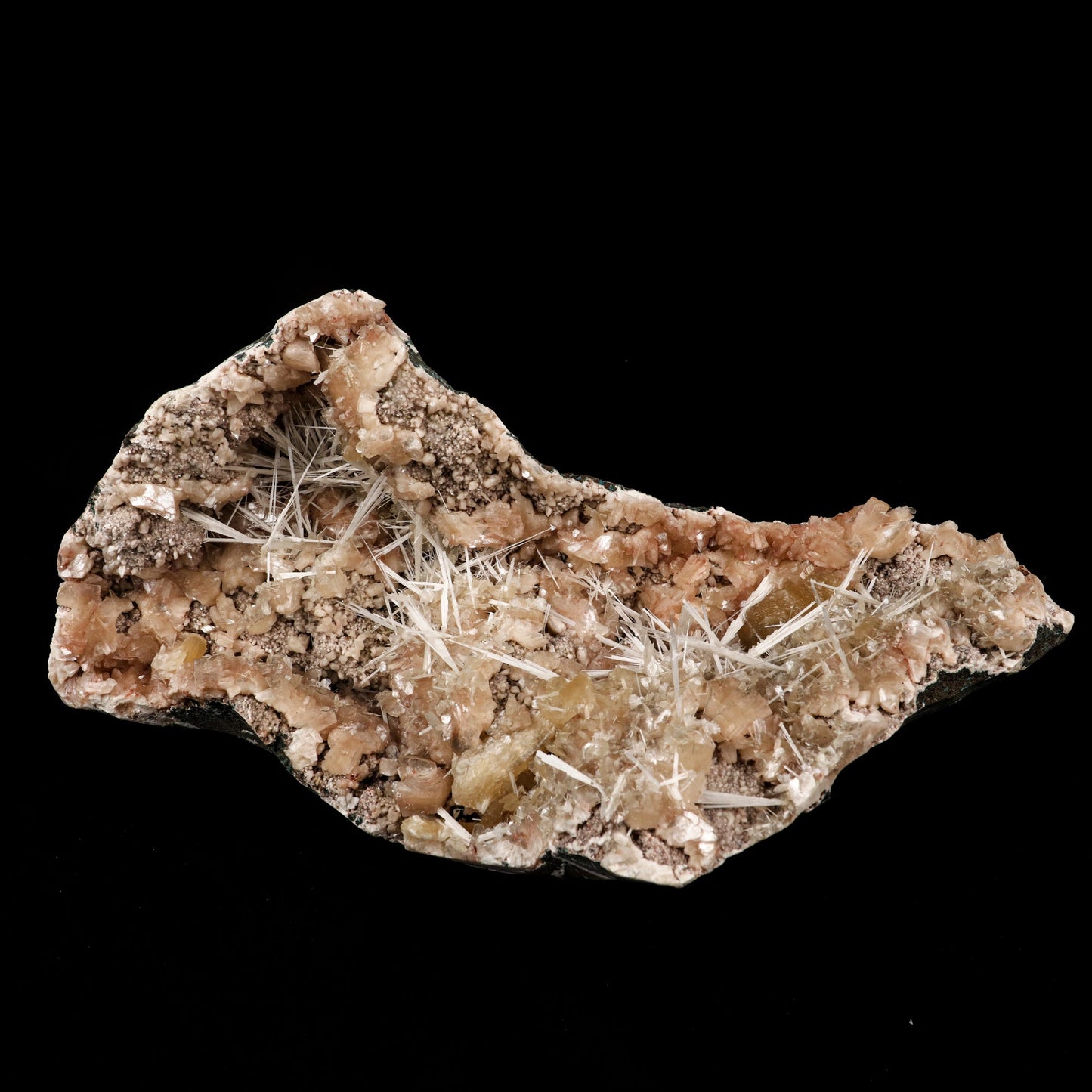Scolecite Sprays Inside Heulandite Geode Natural Mineral Specimen # B 5860