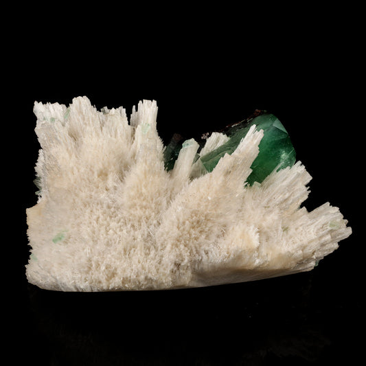 Scolecite Sprays with green Apophyllite cube Free Standing Natural Mineral Specimen # B 6326