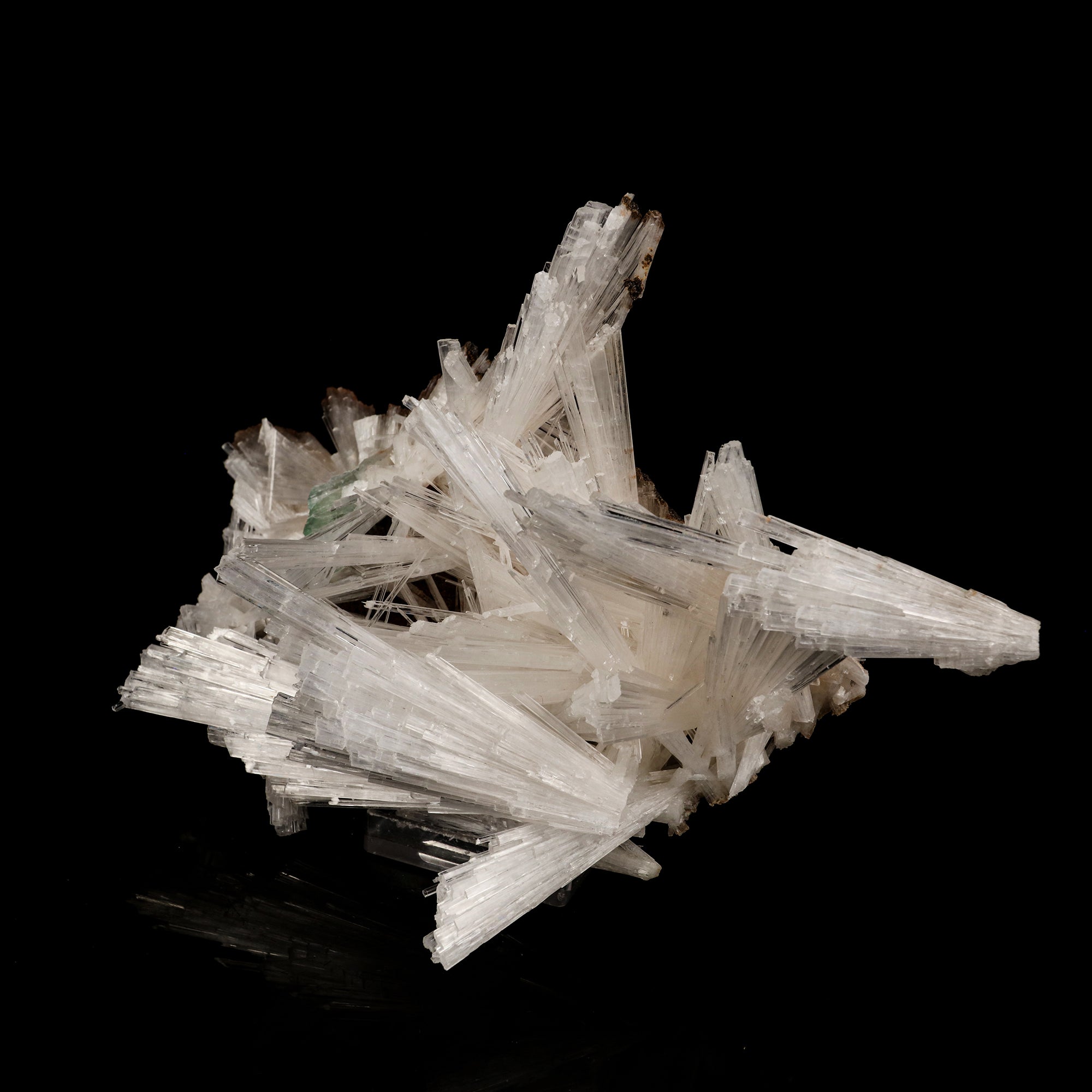 Scolecite Sprays with green Apophyllite cube Natural Mineral Specimen # B 6264