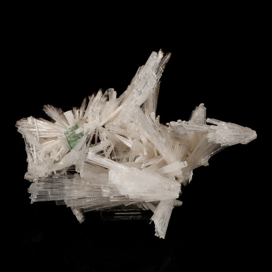 Scolecite Sprays with green Apophyllite cube Natural Mineral Specimen # B 6264