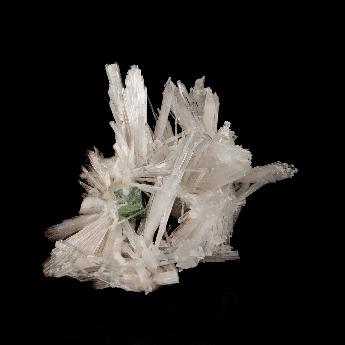 Scolecite Sprays with green Apophyllite cube Natural Mineral Specimen # B 6264