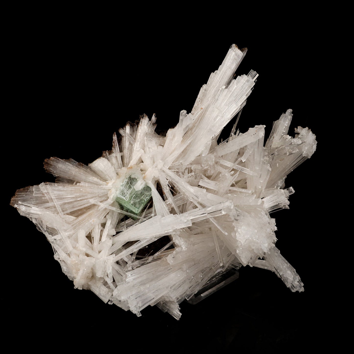 Scolecite Sprays with green Apophyllite cube Natural Mineral Specimen # B 6264