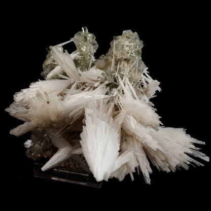 Scolecite Sprays with green Apophyllite cube Natural Mineral Specimen # B 6548