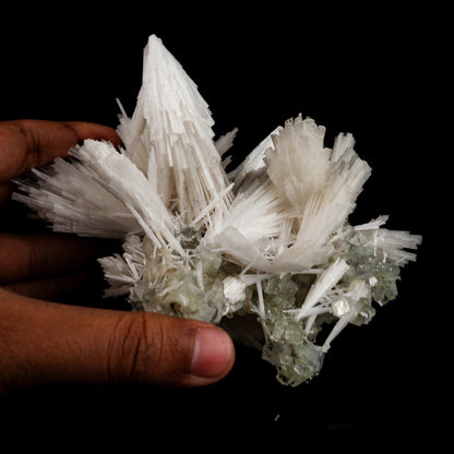 Scolecite Sprays with green Apophyllite cube Natural Mineral Specimen # B 6548