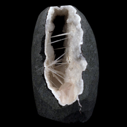Scolecite Sprays with Heulandite Inside MM Quartz Natural Mineral Specimen  # B 4808