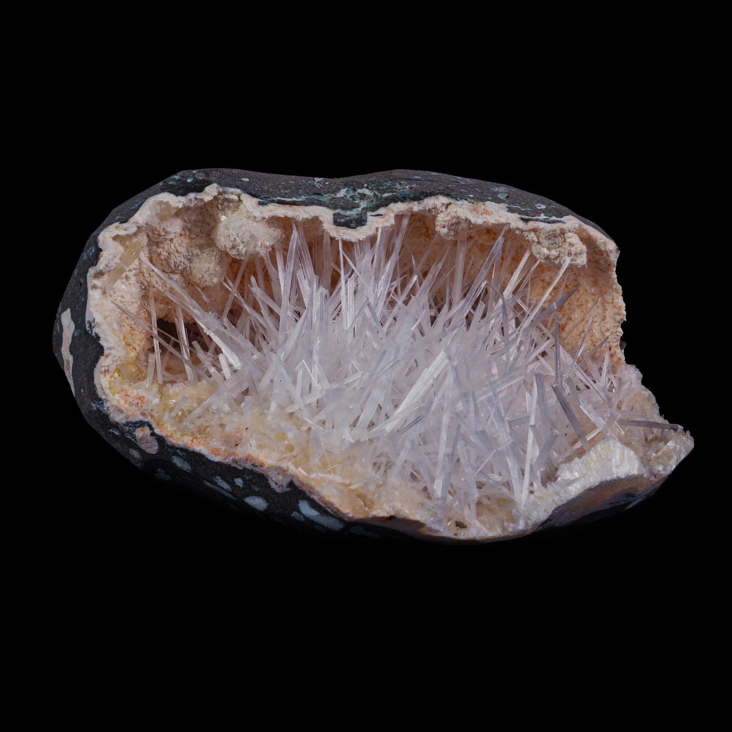 Scolecite with Heulandite in Geode Natural Mineral Specimen # B 6985