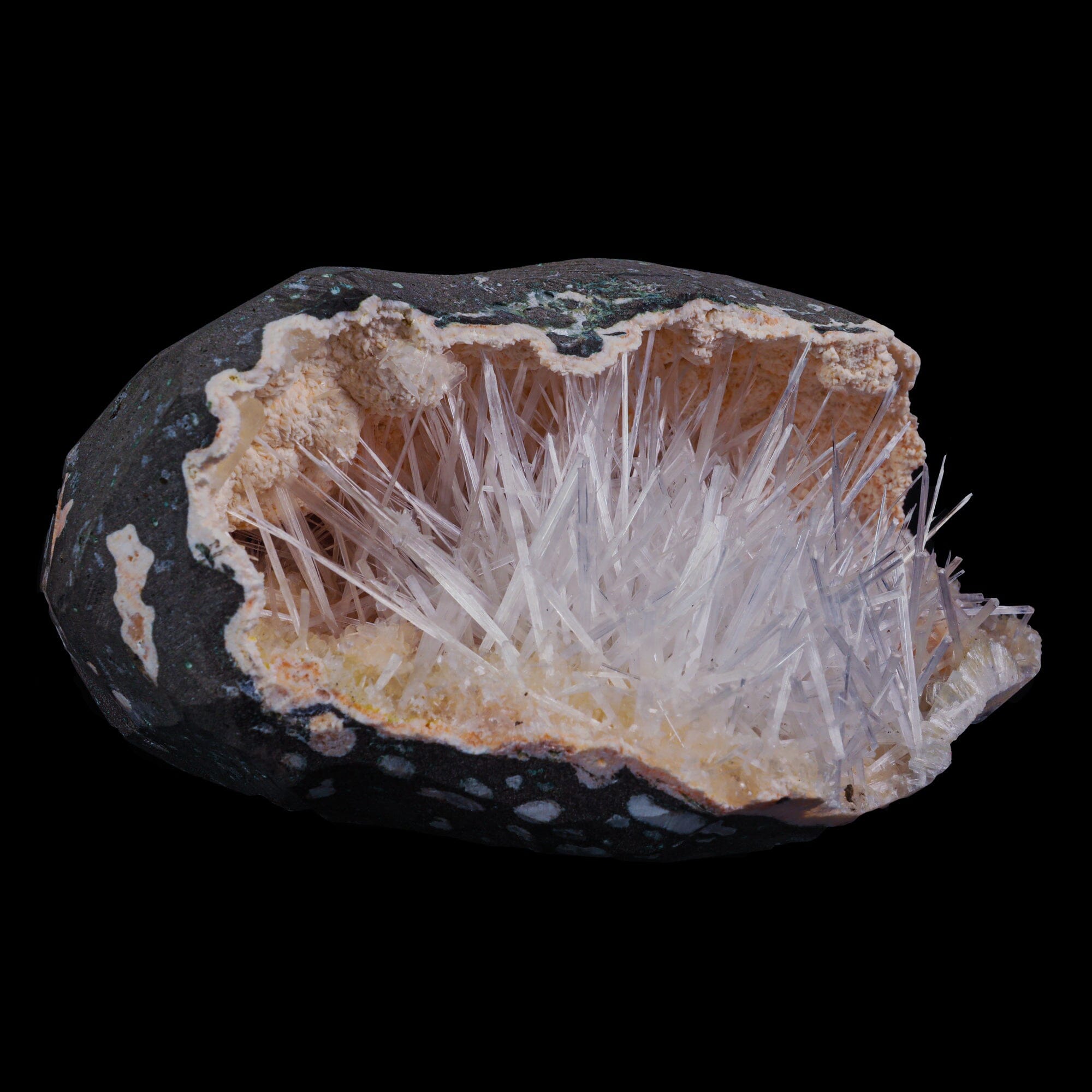 Scolecite with Heulandite in Geode Natural Mineral Specimen # B 6985