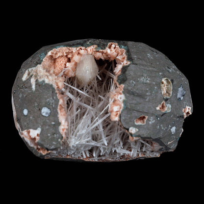 Scolecite With Stilbite Inside Heulandite Geode Natural Mineral Specimen  # B 4543