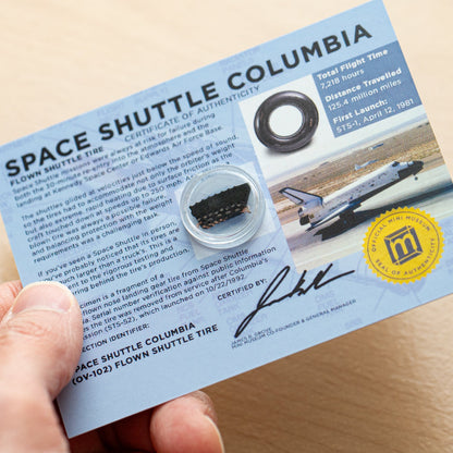 Space Shuttle Tire - Columbia Flown Nose Landing Gear Tire - Card Display