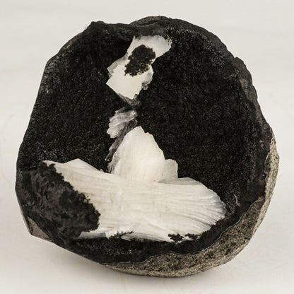 Stilbite in Chalcedony Geode Free Standing Natural Mineral Specimen # B 6524