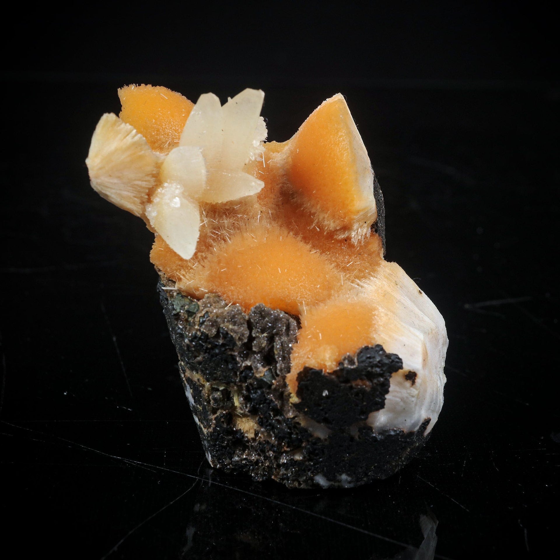 Thomsonite Orange Rare Find with Calcite Natural Mineral Specimen # B 6998