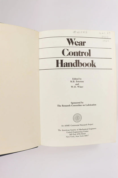 Wear Control Handbook Books Stemcell Science Shop