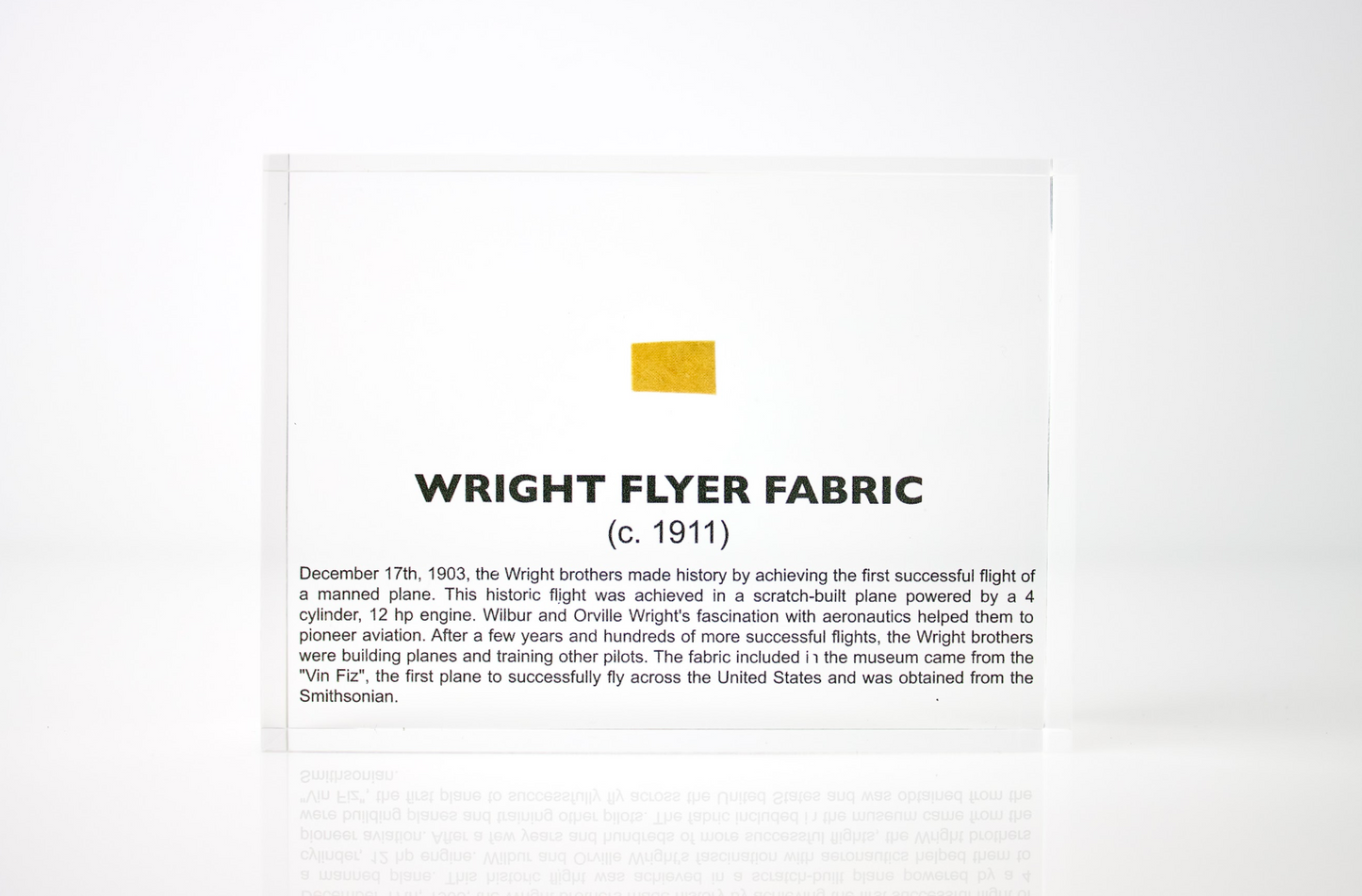 Wright Flyer Fabric Artifact Display