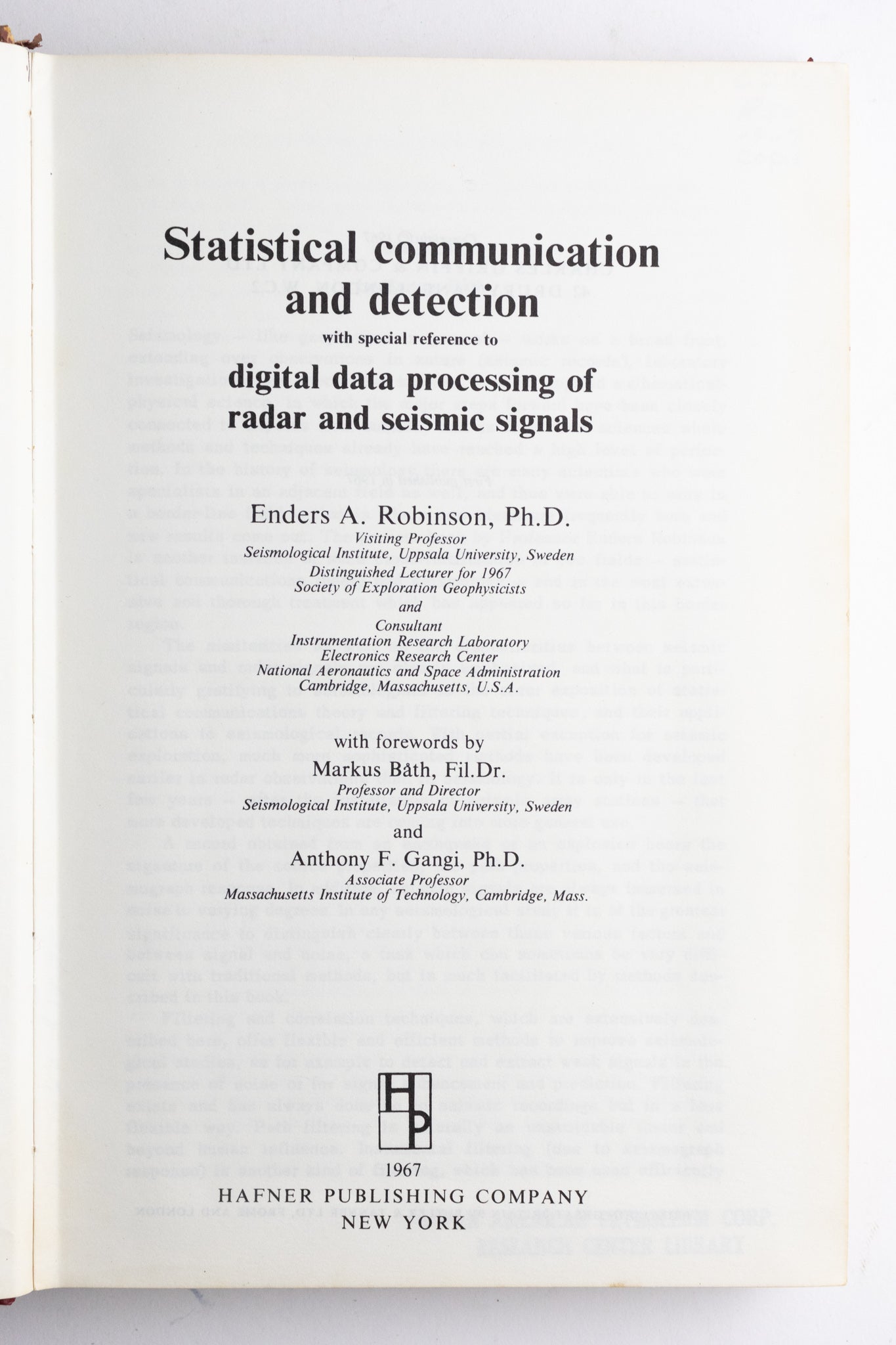 Statistical Communication and Detection