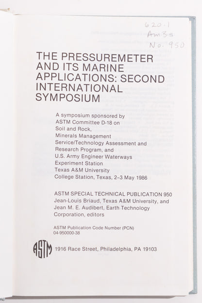 The Pressuremeter and It's Marine Applications