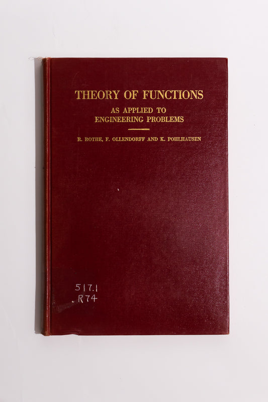 Theory Of Functions As Applied To Engineering Problems